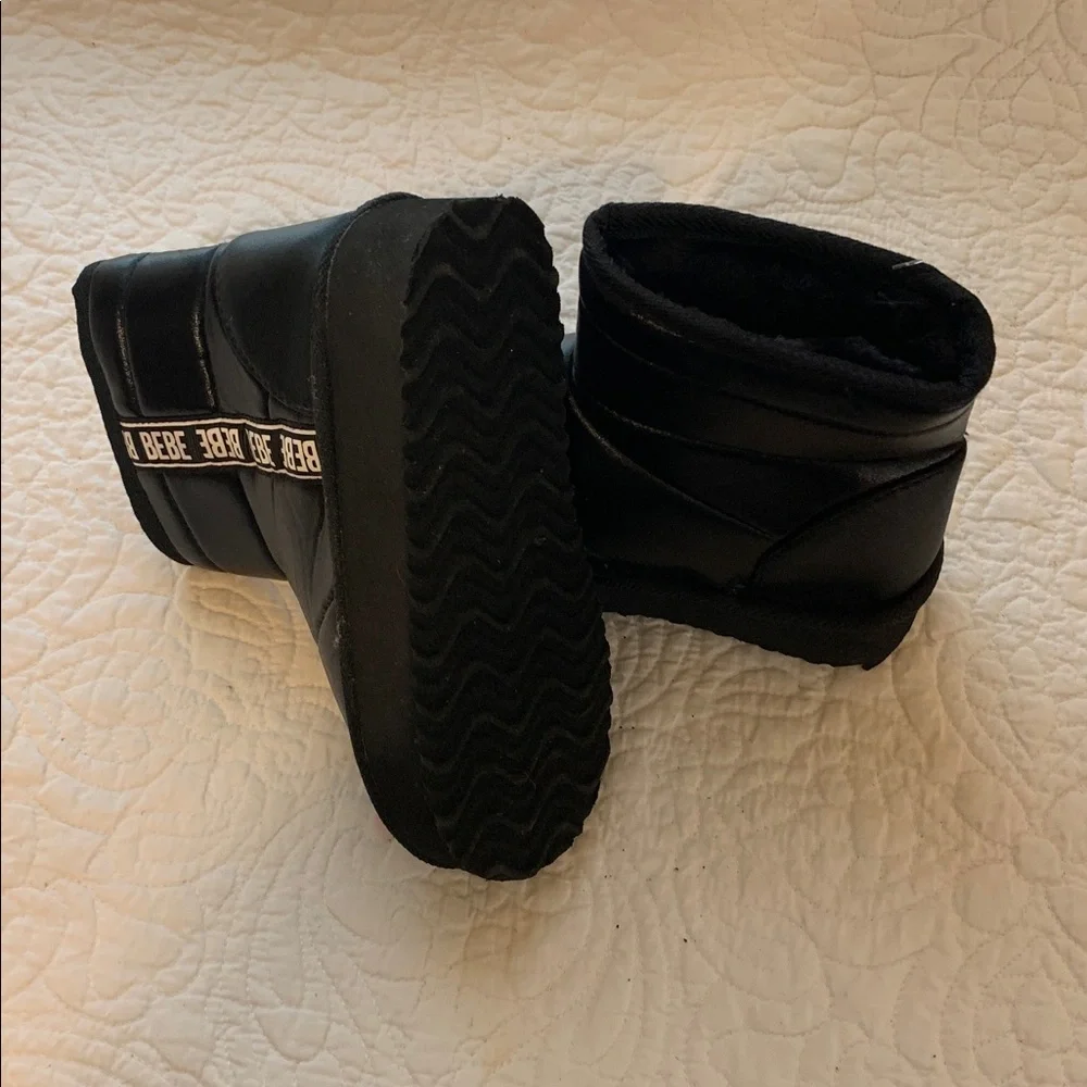 bebe Black Quilted Ankle Booties with Logo Strap NEW Size 11 & Size 1 Super Cute